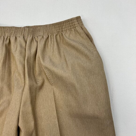 Alfred Dunner Womens Elastic Waist Pull On Cropped Straight Leg Pants Tan 8 - Picture 3 of 9